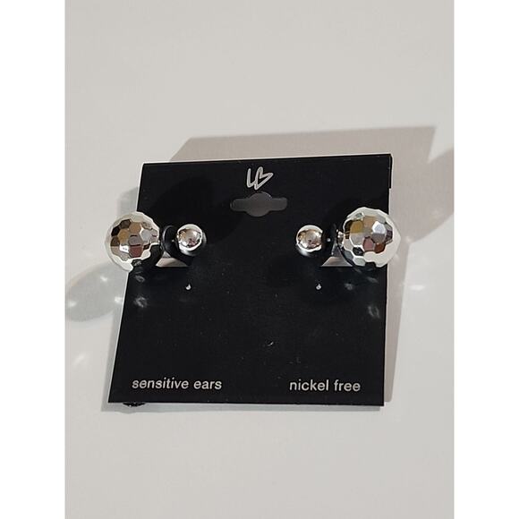G by Gennaro Disco Ball Style Earrings Silver Double Ball - Picture 1 of 5